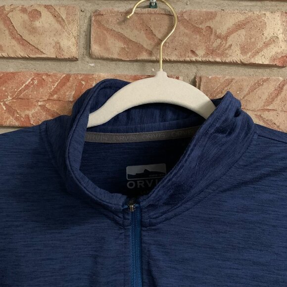 Orvis Performance Men's 1/4 Zip Navy Blue Large Pullover Long Sleeve Shirt EUC - Picture 4 of 13